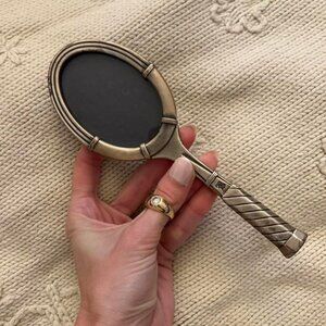 Vintage pewter silver tone tennis racket picture frame